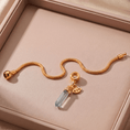 Load image into Gallery viewer, 24 Carat Gold Charm Bracelet with One Gemstone & Charm - Moon Charged Crystals
