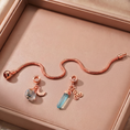 Load image into Gallery viewer, Rose Gold Charm Bracelet with Two Gemstones & Charms
