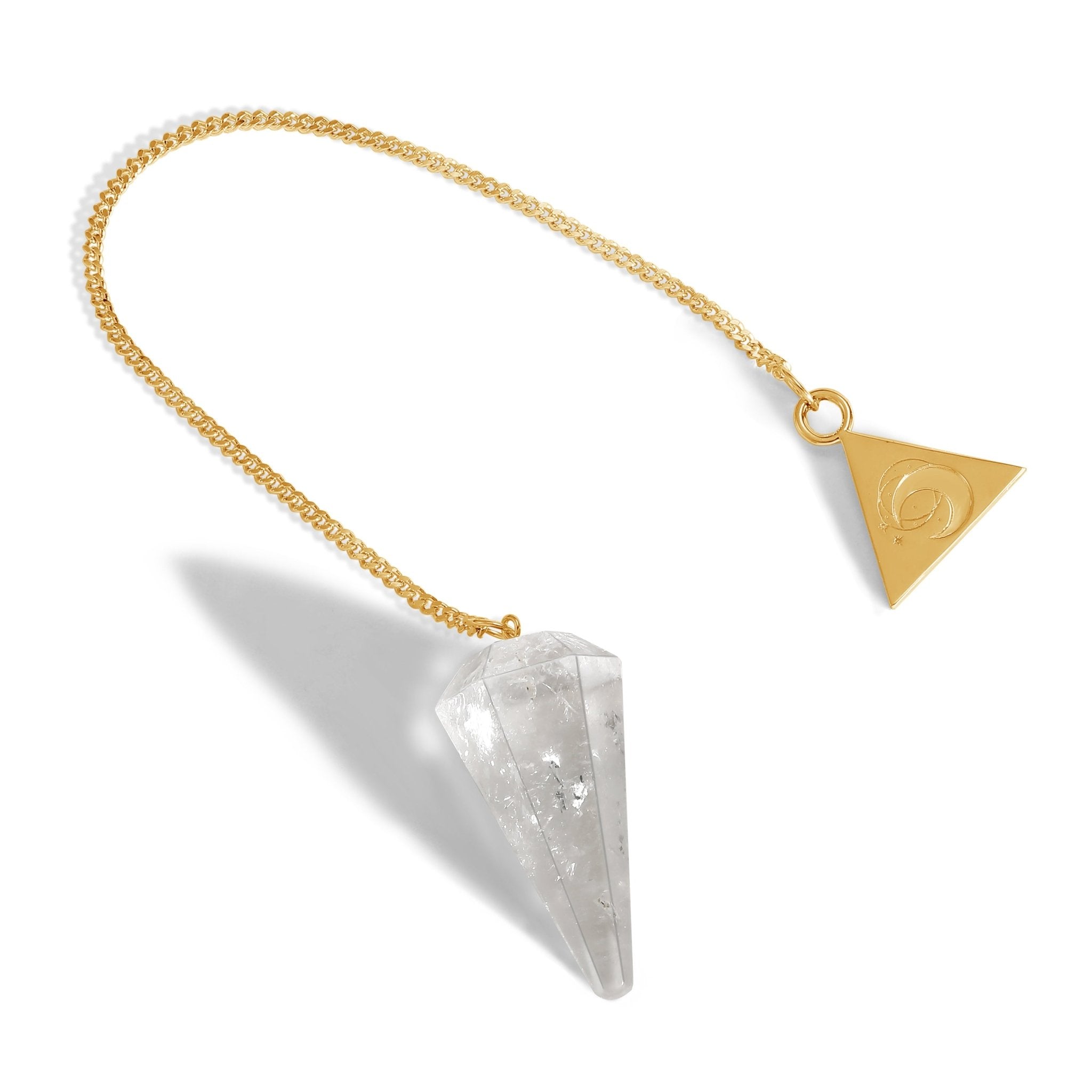 24 Carat Gold Clear Quartz Pendulum Kit  - Moon Charged Crystals