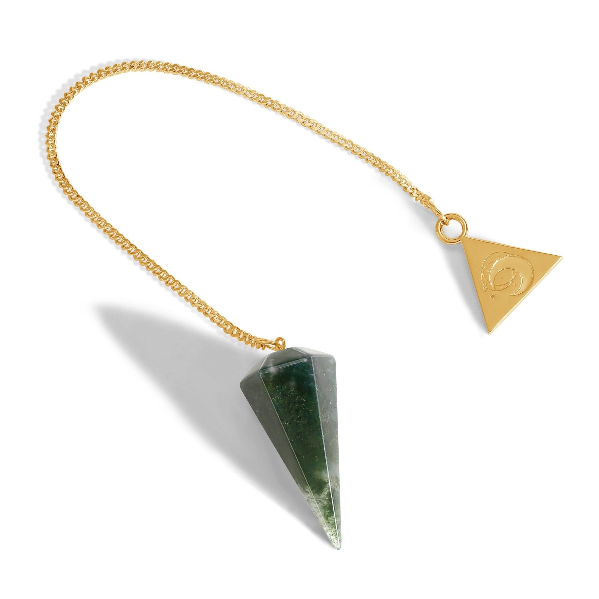 24 Carat Gold Moss Agate Pendulum Kit - Moon Charged Crystals