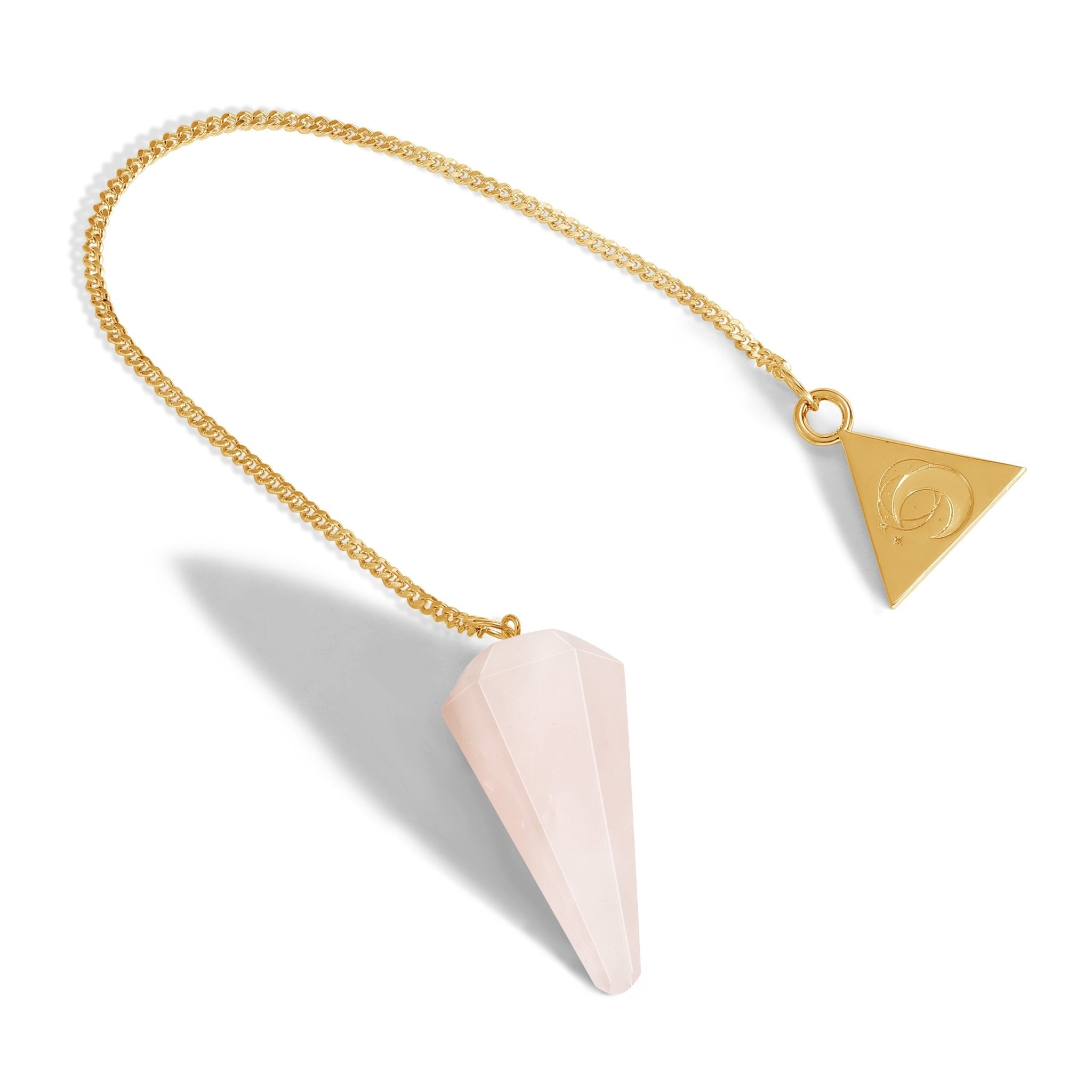24 Carat Gold Rose Quartz Pendulum Kit - Moon Charged Crystals