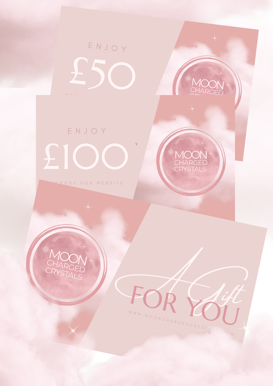 Moon Charged Crystals Gift Vouchers - pink gift vouchers 
