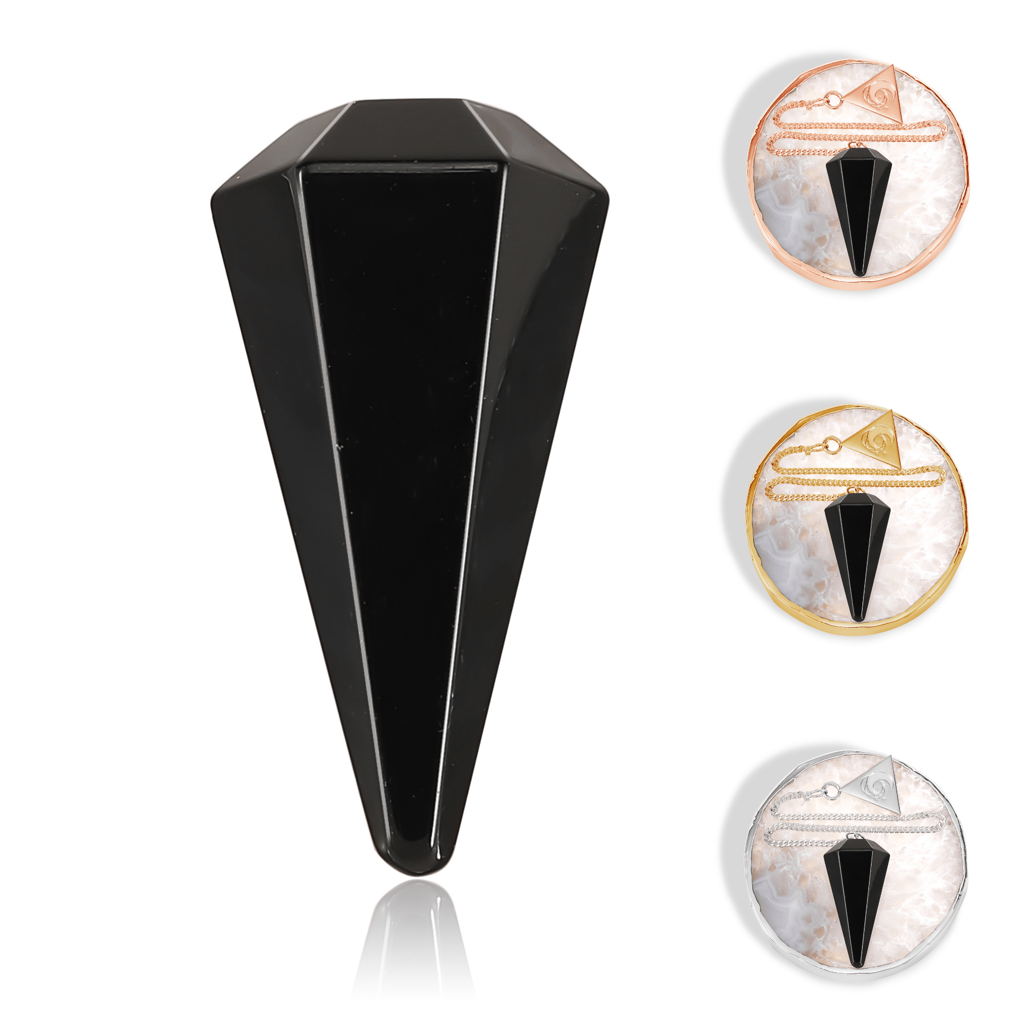 Obsidian Pendulum Kit available in Rose Gold, 24 Carat Gold & 925 Silver - Moon Charged Crystals