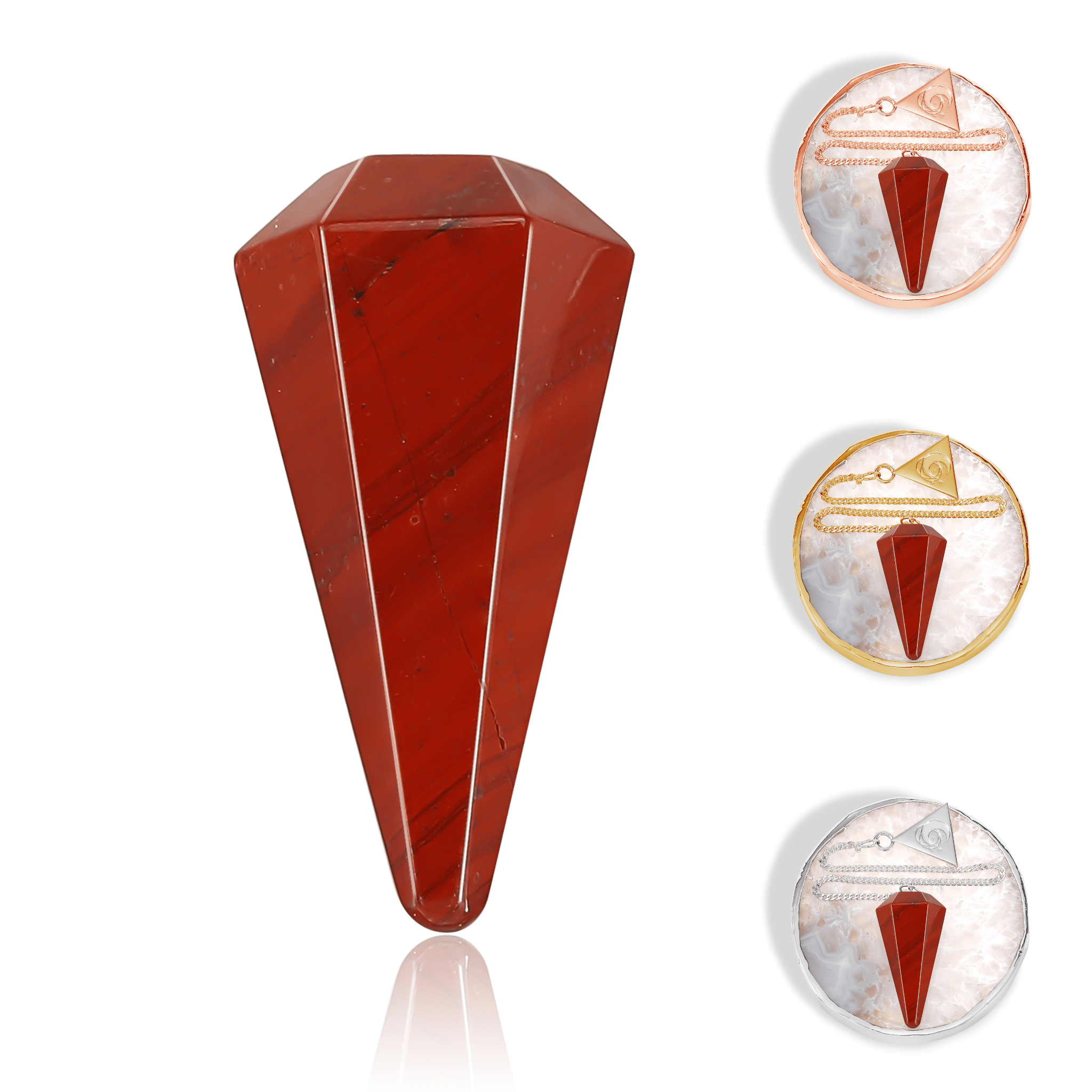 Red Jasper Pendulum Kit available in Rose Gold, 24 Carat Gold & 925 Silver - Moon Charged Crystals