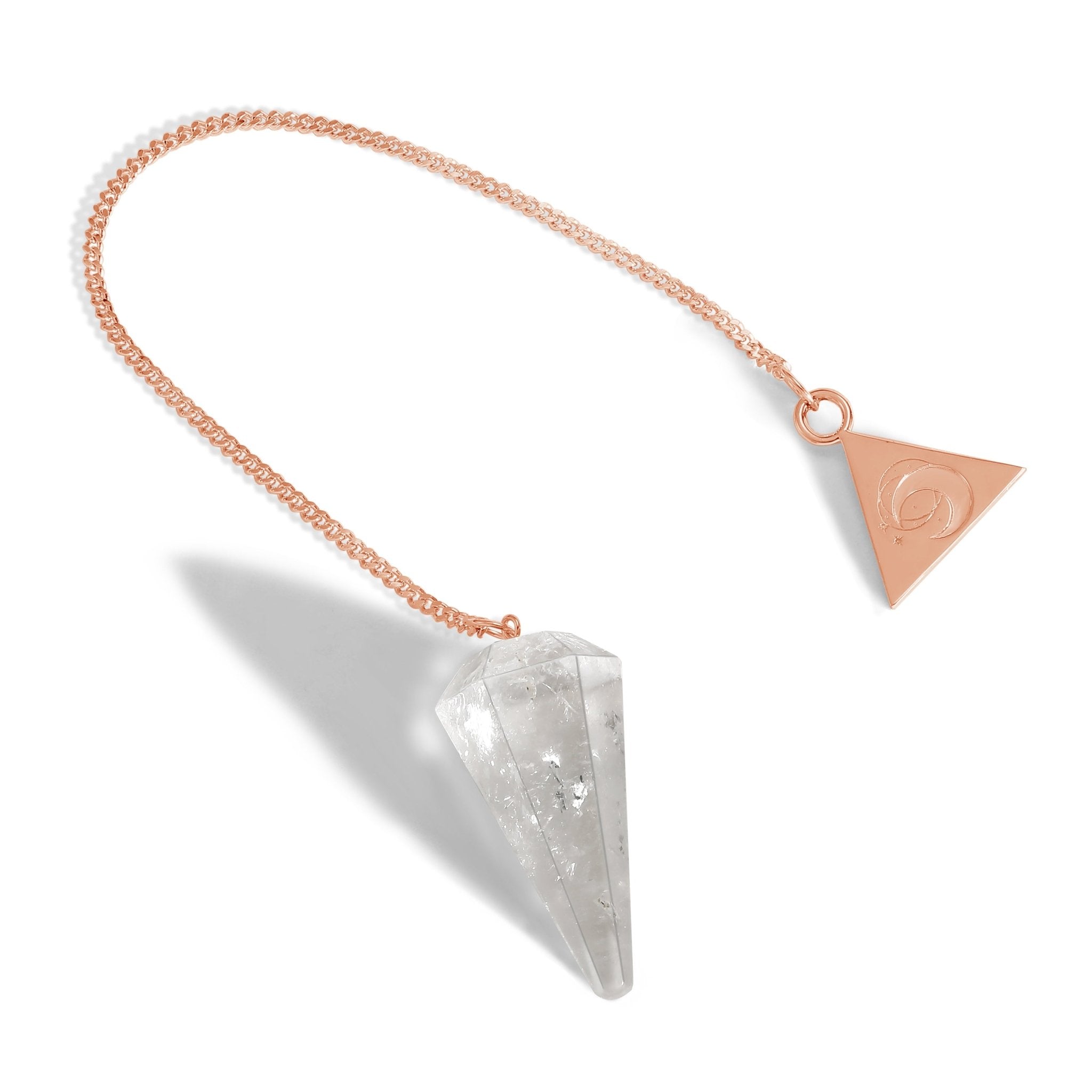 Rose Gold Clear Quartz Pendulum Kit  - Moon Charged Crystals