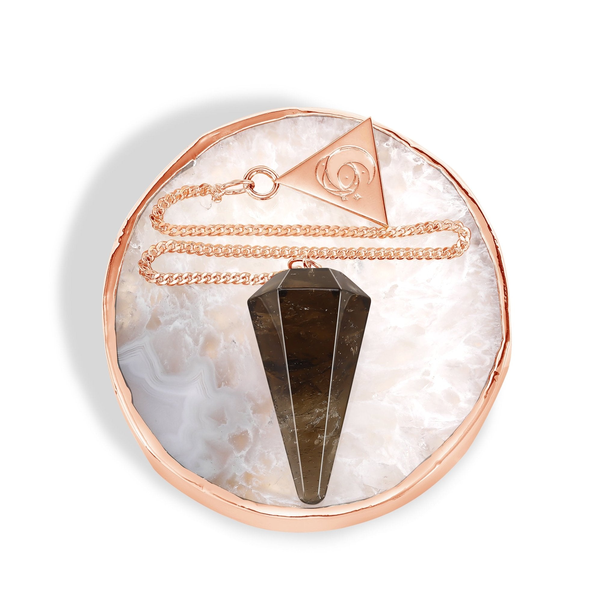 Rose Gold Smokey Quartz Pendulum Kit - Moon Charged Crystals