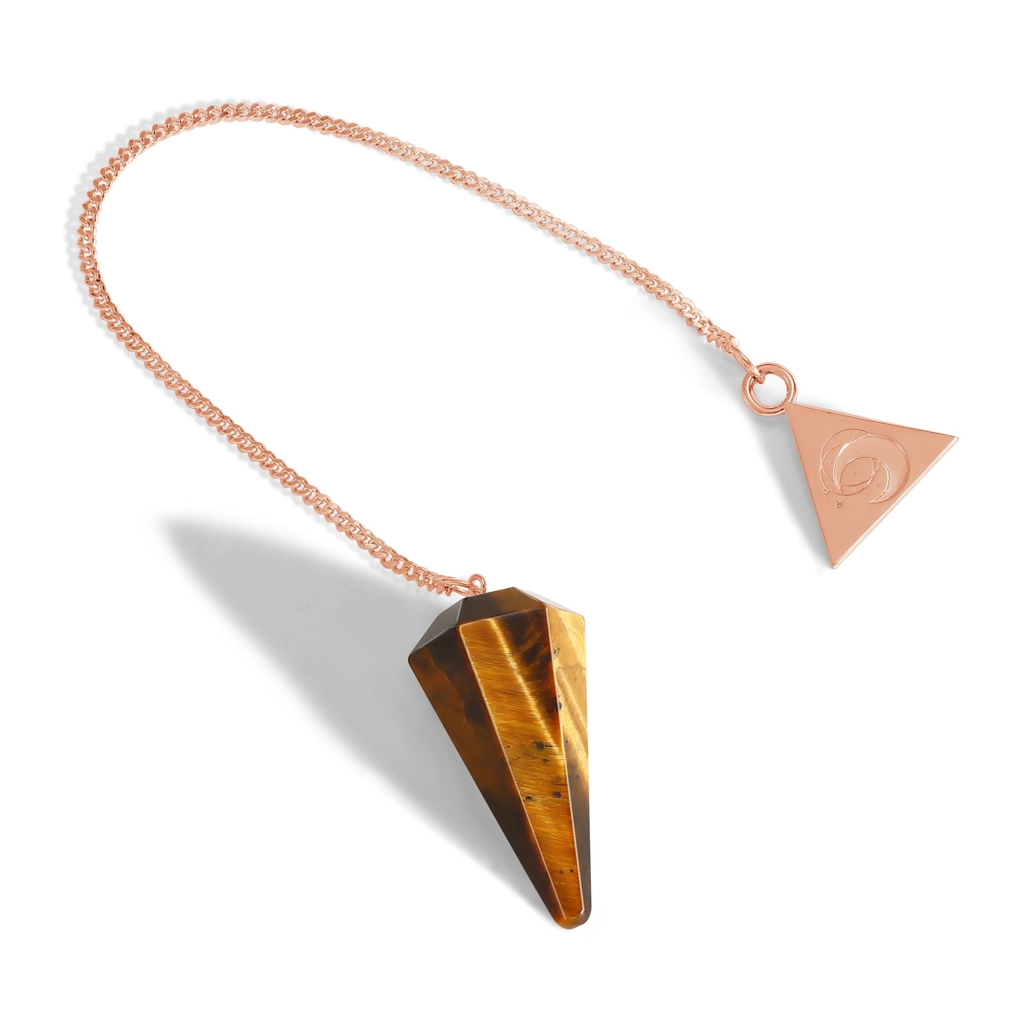 Rose Gold Tiger's Eye Pendulum Kit- Moon Charged Crystals