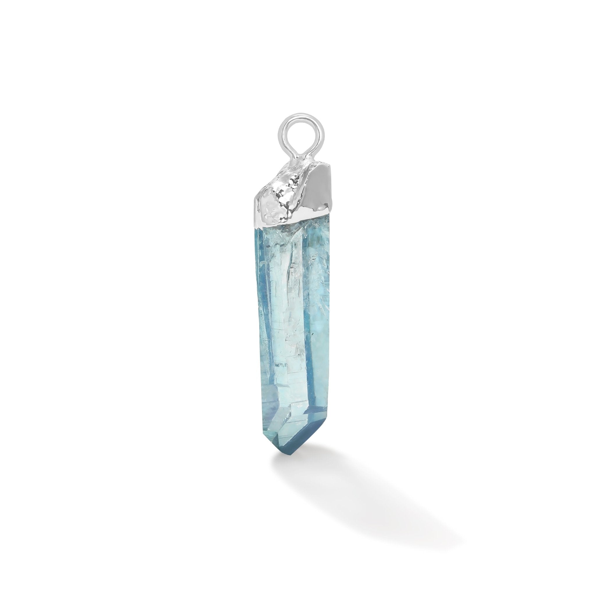 Silver Aqua Aura Point Gemstone - Moon Charged Crystals