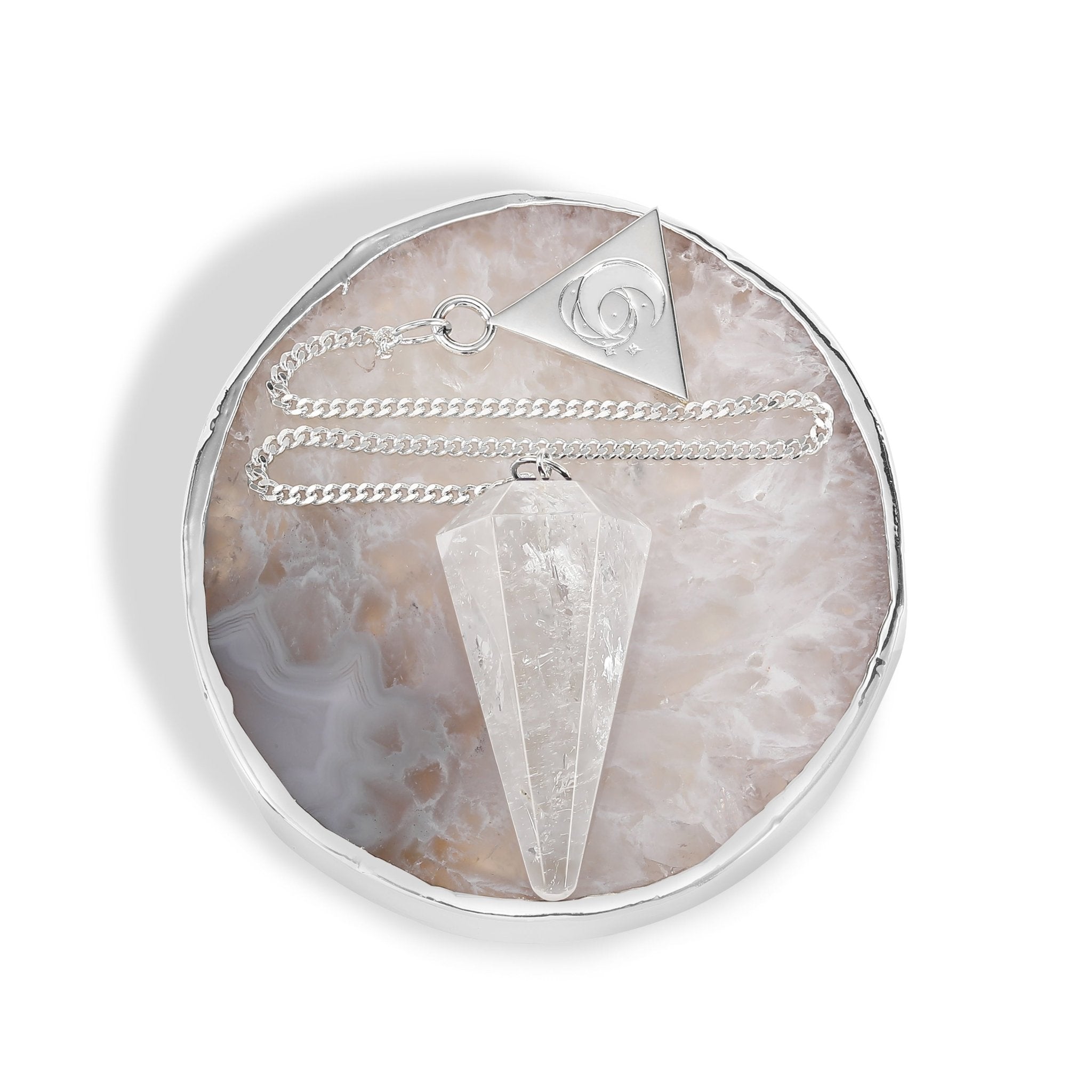 Sterling Silver Clear Quartz Pendulum Kit - Moon Charged Crystals