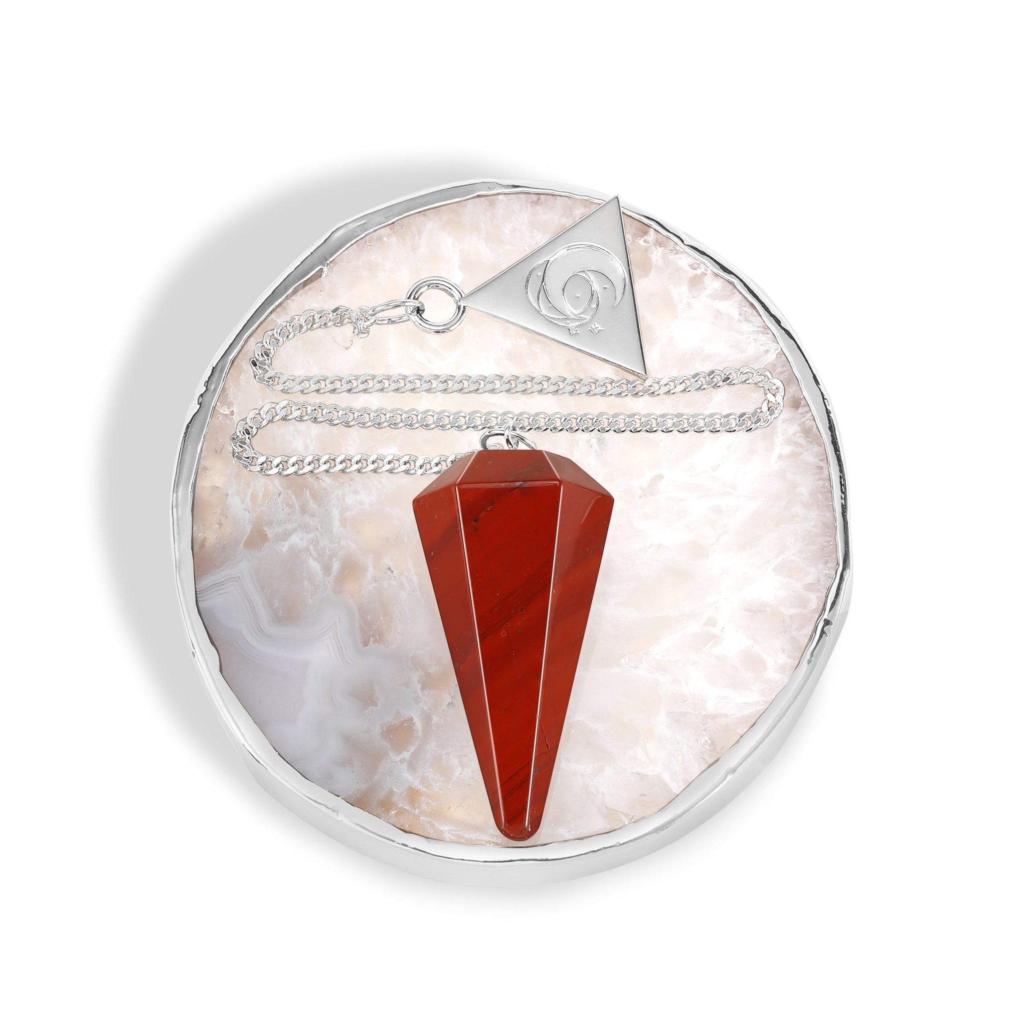 Sterling Silver Red Jasper Pendulum Kit - Moon Charged Crystals