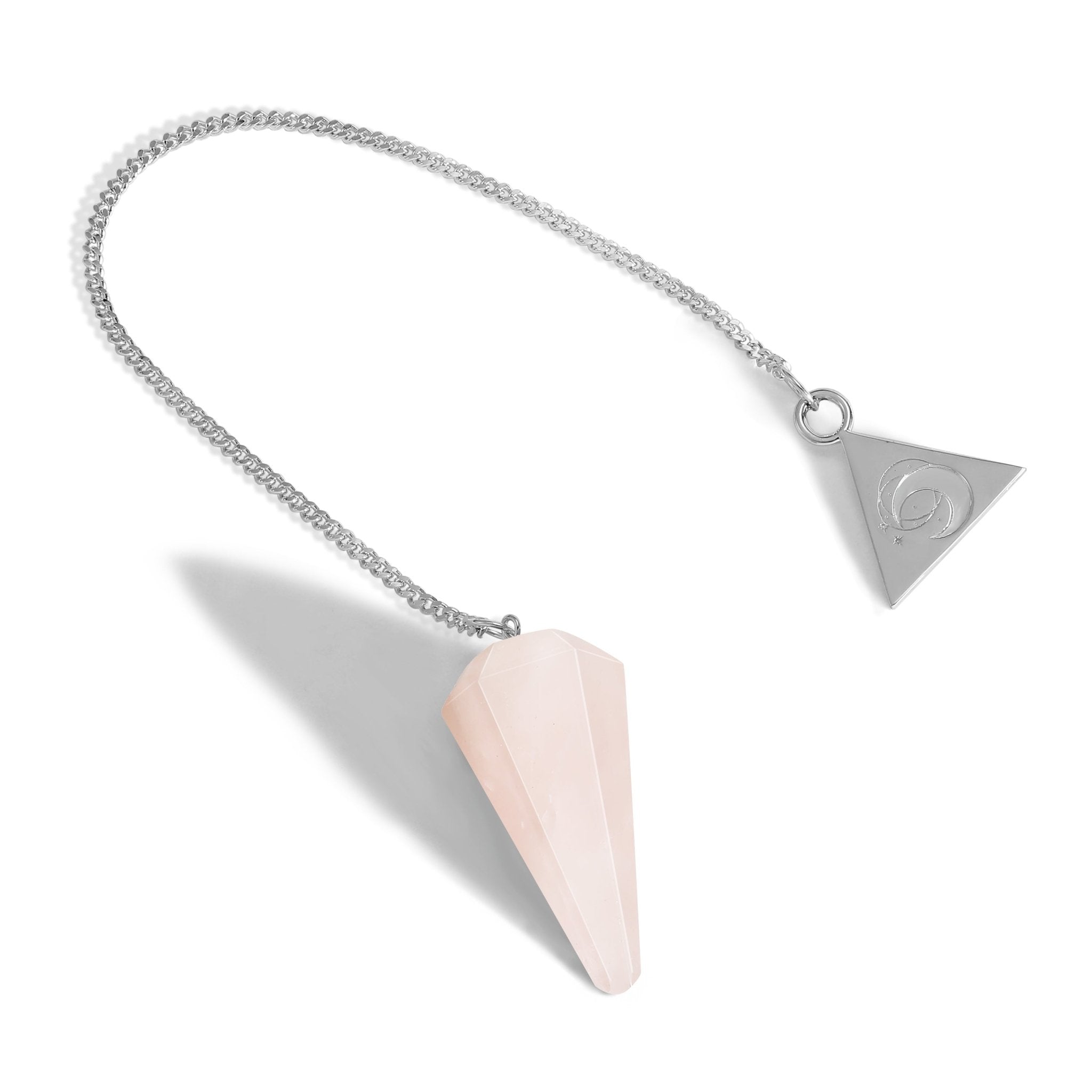 Sterling Silver Rose Quartz Pendulum Kit- Moon Charged Crystals