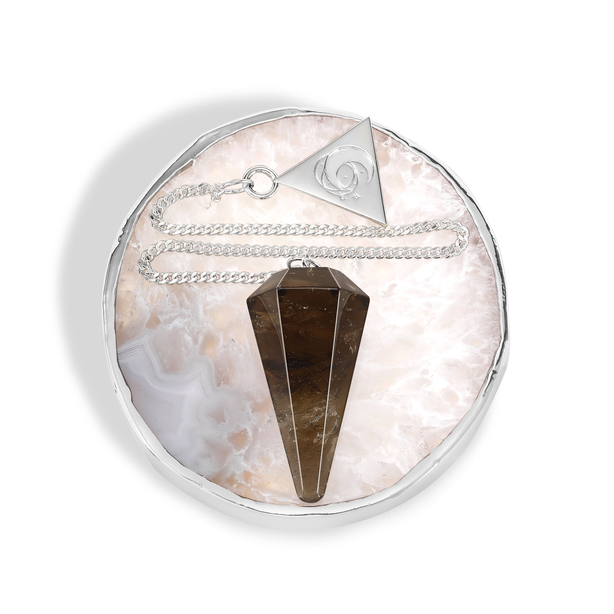 Sterling Silver Smokey Quartz Pendulum Kit - Moon Charged Crystals
