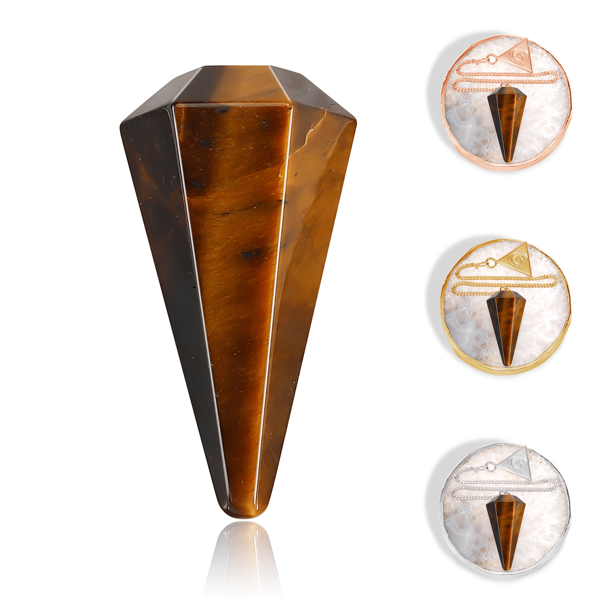 Tiger's Eye Pendulum Kit available in Rose Gold, 24 Carat Gold & 925 Silver - Moon Charged Crystals