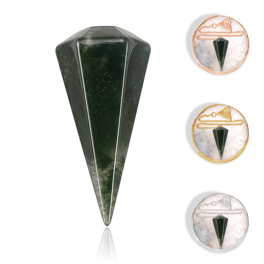 Moss Agate Pendulum Kit - Moon Charged Crystals