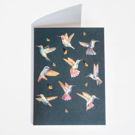 Hummingbird Greeting Card - Moon Charged Crystals